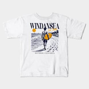 Vintage Surfing Windansea, La Jolla, California // Retro Surfer Sketch // Surfer's Paradise Kids T-Shirt